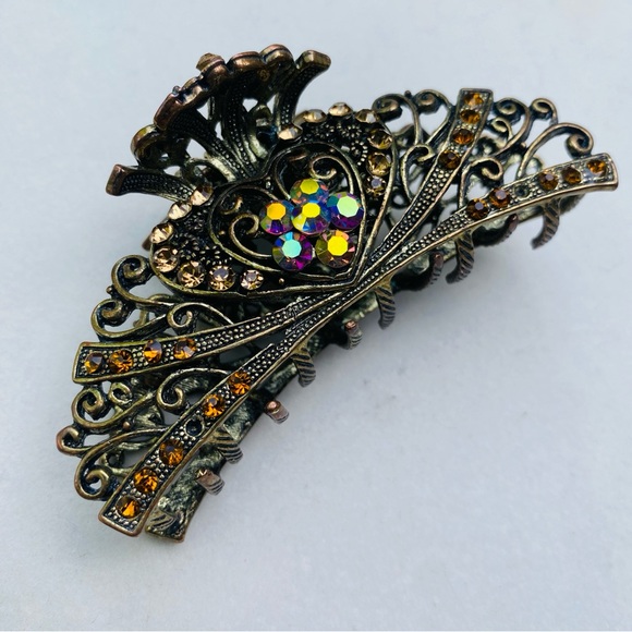 Pair of Vintage-Style Bejeweled Hair Claw Clips NWOT - Picture 5 of 11